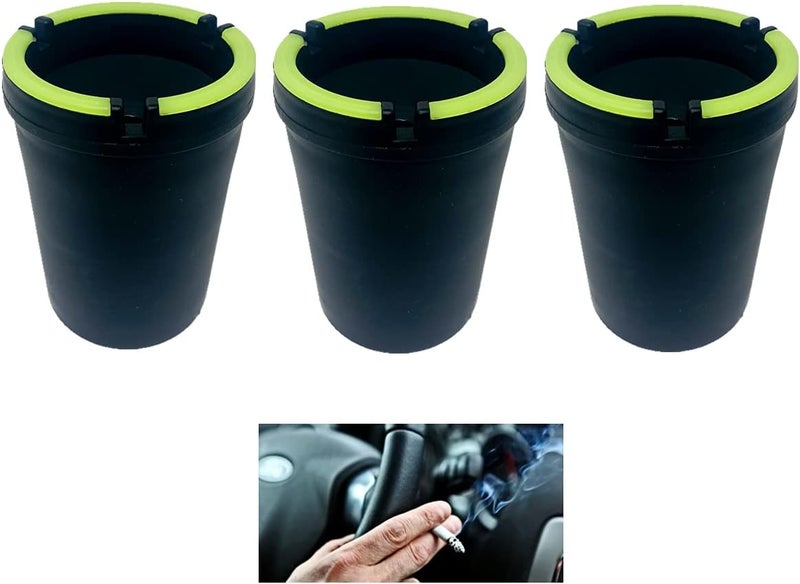 TSY TOOL (3 Pack Jumbo) Glow in the Dark Butt Bucket Ashtray Cigarette Cup Car Ash Holder Portable Truck Home Office Black - Image 1